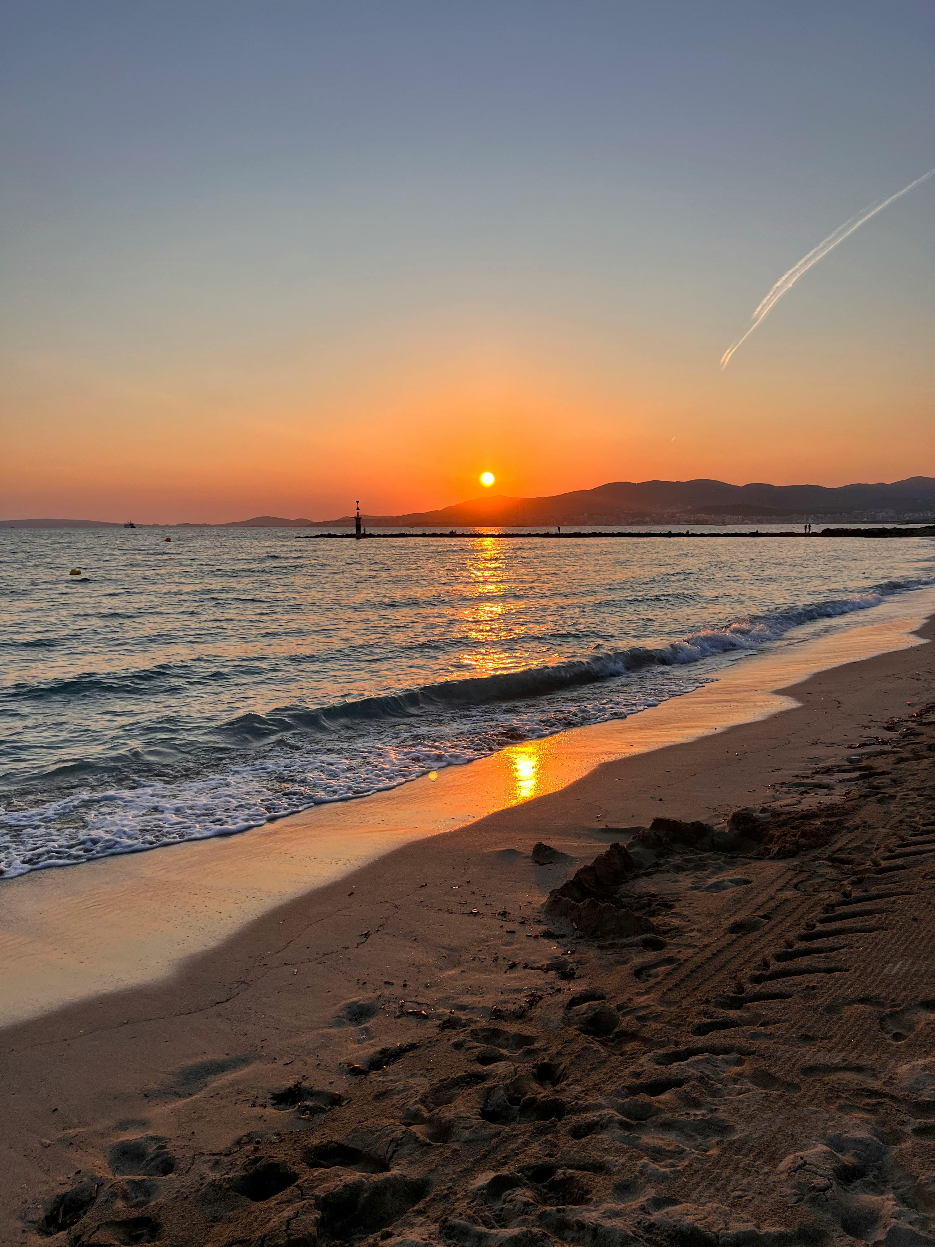 Beach sunset with waves