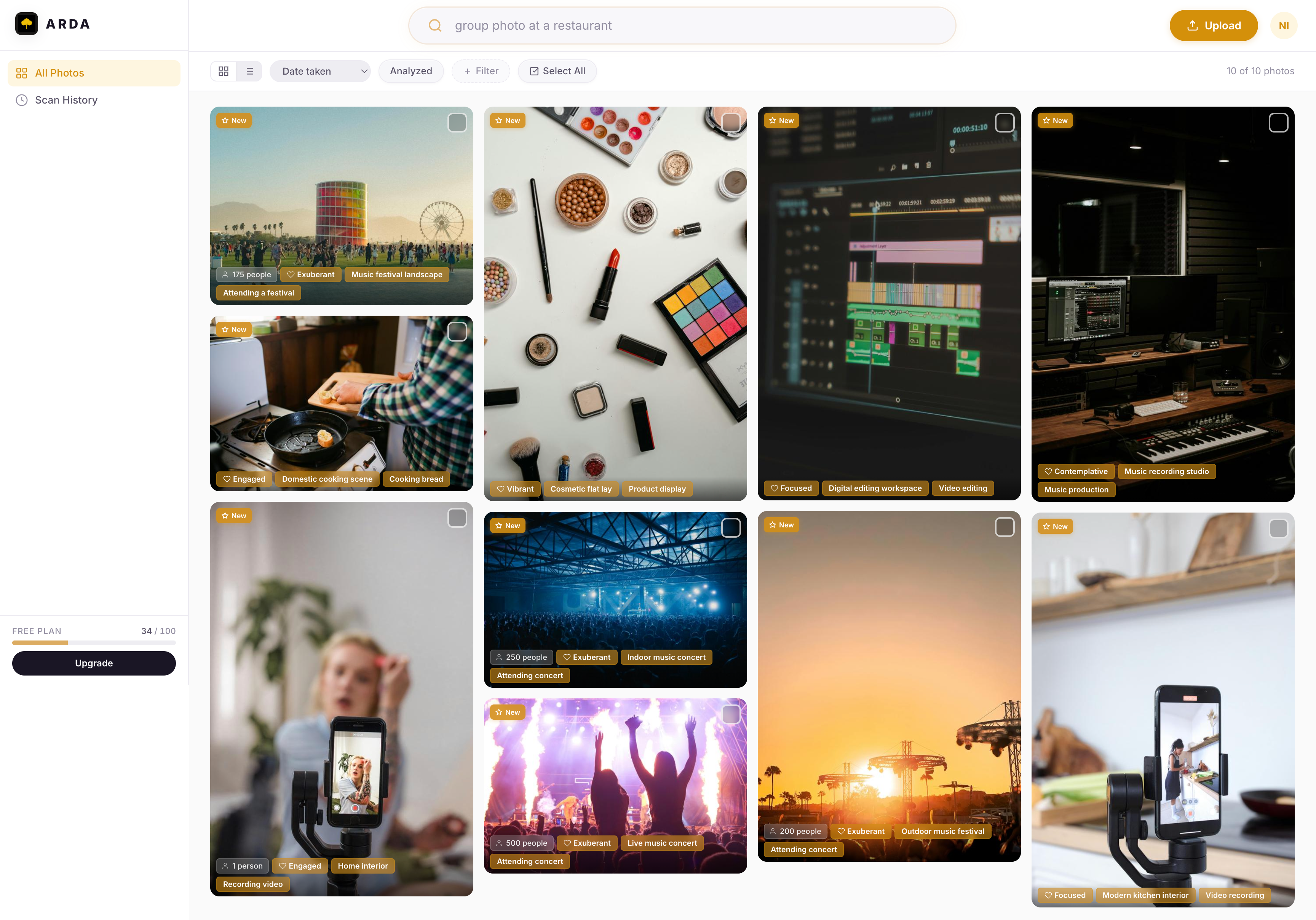 Arda app screenshot showing a content creator library